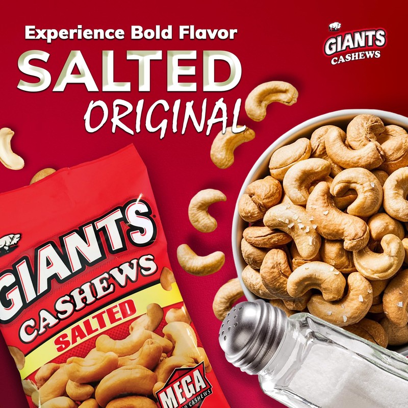 GIANTS Salted Cashews - Cashews Roasted Lightly Salted, Cashews Individual