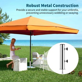 YOFAPA Umbrella Pole Mount Stand Tube Set - Stainless Steel Parasol Base Holder, Universal Umbrella Tube Bracket, Umbrella Mount Kit for Outdoor Garden Backyard
