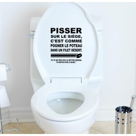 Funny Hockey Men's Toilet Vinyl Decal - French Canadian Quotes - Quebec slang - Toilet Decal - Vinyl Lettering Sticker Bathroom - Locker room - kids bathroom | 8 x 9 in | Black Matte - Humour | Bar - Restaurant Restroom decor