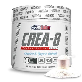 EHP Labs CREA-8 Polvo de monohidrato de creatina micronizado - Polvo de creatina sin sabor para el crecimiento muscular, mayor fuerza, mayor energía y