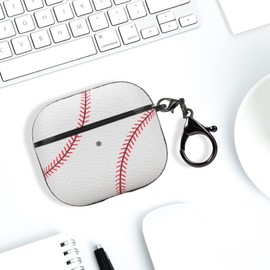 HIDAHE Case for Airpods 3 2021,for Airpods 3 Skin Accessories Sport Pattern for Airpods 3 Cover Leather Charging Case for Airpods 3 2021, Baseball