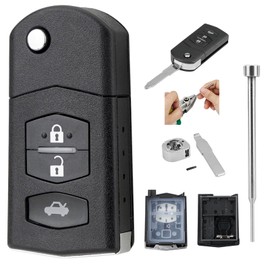 GZXNKEY GZXNKEY Mazda 3 CX-7 CX-5 2 3 4 5 6 RX-8 Autoschlsselgeh?use, Schwarz, Kunststoff, Klappbar, 3 Tasten, mit Entnahmewerkzeug fr Schlsseleins?tze, fr Auto, SUV, Pickup Truck