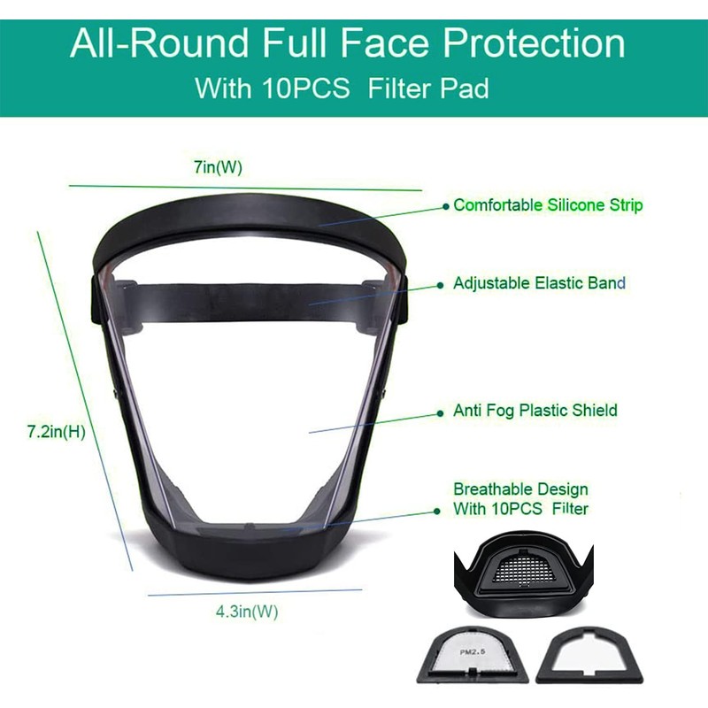 Protector Facial Completo Antivaho Transparente con Correa Ajustable Fracavi US-YXKJ-04