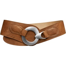 Caspar GU243 Women's Wide Waist Belt, Cognac