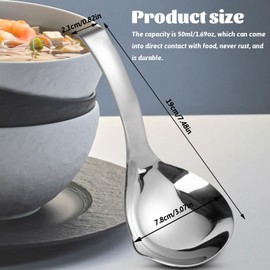 Realand 2Pcs Soup Ladle, Soup Spoons Stainless Steel 304 with Pour Spout, Large Ladle Spoon Cooking Utensils Ladles for Serving Metal Ladle Gravy Punch Ladle