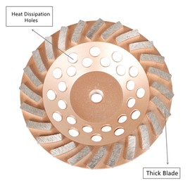 waltyotur 7 Diamond Cup Grinding Wheel 24 Double Row Segments Heavy Duty Turbo Row Grinding Disc Diamond Segments 5/8-11 Arbor for Angle Grinder Polishing and Cleaning Concrete Granite Marble Stone