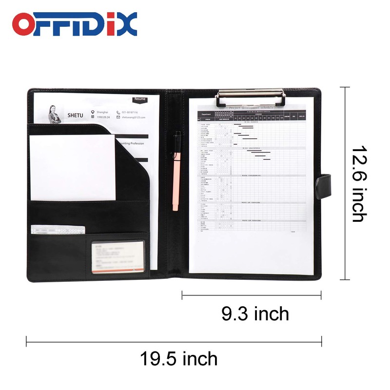 OFFIDIX PU Leather Portfolio Folder Clipboard A4 Folder Portfolio Work