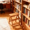 JIKUGO Bamboo Foldable 3-Step Stool Wide Anti-Slip Pedal Sturdy Ladder