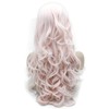 MX angel Long Wavy Light Pink Lace Front Synthetic Hair