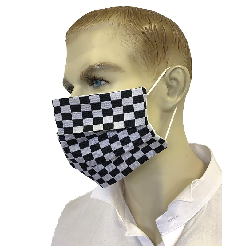 Adult Black & White Check Face Mask