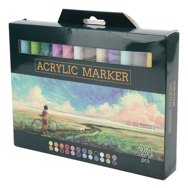 24Pcs Acrylic Paint Markers Multi Function Safe Nontoxic Moistureproof Quick