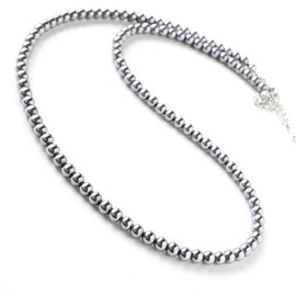 [GOLD STONE] テラヘルツ鉱石 ネックレス 本物 ラウンド 4mm パワーストーン 天然石 健康 軽い 美容 首回り約40cm＋5cm