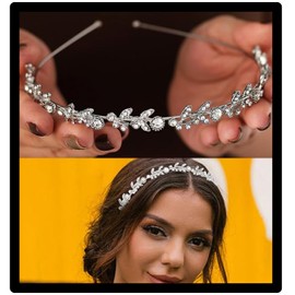 Xinlon Bridal Hair Accessories Tiara, Wedding Bridal Headband, Rhinestone Hair Bands for Women, Silver Wedding Hair Bands, Hair Accessories Women, Girls Headband Crowns, Rhinestone Crystal Headband