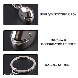 PlandleLee Motorcycle Helmet Keyring, Pack of 2 3D Mini Helmet Keyrings, Very Actually as a Birthday, Holiday Gift, black, silver
