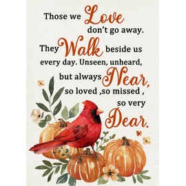 Furiaz Fall Pumpkin Cardinal Small Garden Flag, Autumn Red Bird Inspirational Quote Floral Flower Decorative Yard Outside Decorations, Thanksgiving Farmhouse Outdoor Home Decor Double Sided 12 x 18