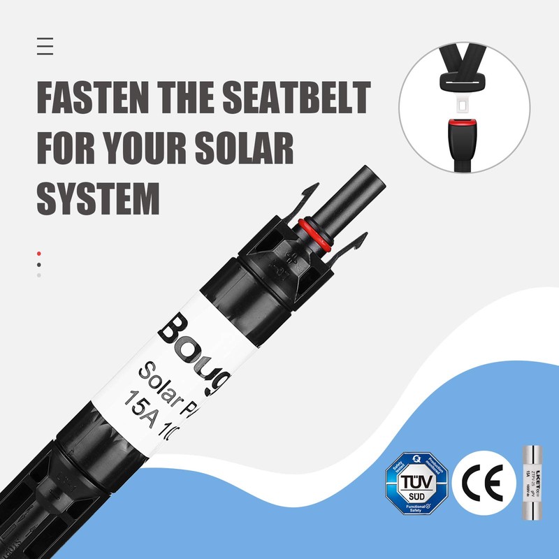 BougeRV 5PCS 15A Solar Fuses Holder Inline, 5PCS PV Inline