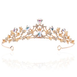Crown Women's Gold, Crystal Crown for Girls and Women, Princess Crown Tiara with Rhinestones for Parties, Stage Performances, Birthday, Daily Wear, Wedding Headpiece Bridal, Alloy, Rhinestone