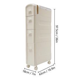 ILWorkTLs 4 Tiers Narrow Slim Bathroom Floor Cabinet,Rolling Storage Cart with Toilet Paper Holder,Slim Bathroom Storage Cabinet for Small Space Kitchen Living Room
