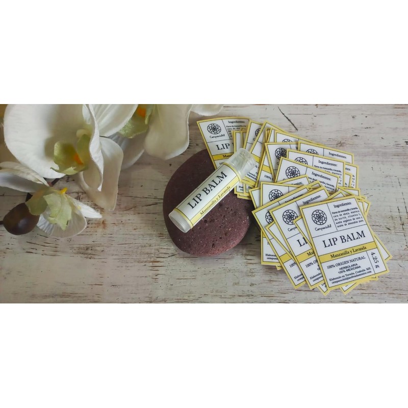 Lip Balm Bálsamo labial 100% orgánico con Manzanilla y Lavanda.