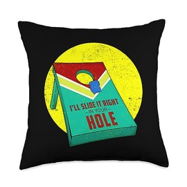 Cornhole Vibes Cornhole Bean Bag Toss Game Play Backyard Hole Funny Humor Throw Pillow, 18x18, Multicolor