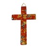 Murano Glass Cross Approx. 14.5 x 9 cm Orange/Gold