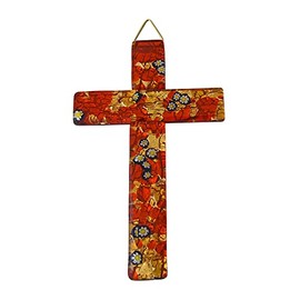 Murano Glass Cross Approx. 14.5 x 9 cm Orange/Gold