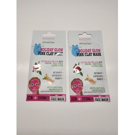 BIOVENE FIRST CLASS  HOLIDAY GLOW PINK CLAY MASK 2 Pack