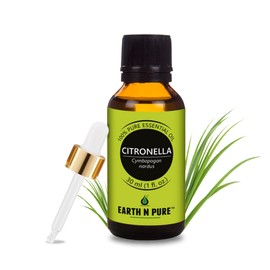 Earth N Pure Citronella Essential Oil 100% Pure, Undiluted, Natural And Therapeutic Grade With Glass Dropper- Perfect for Aromatherapy, Relaxation, Skin Therapy & More (30 Ml)