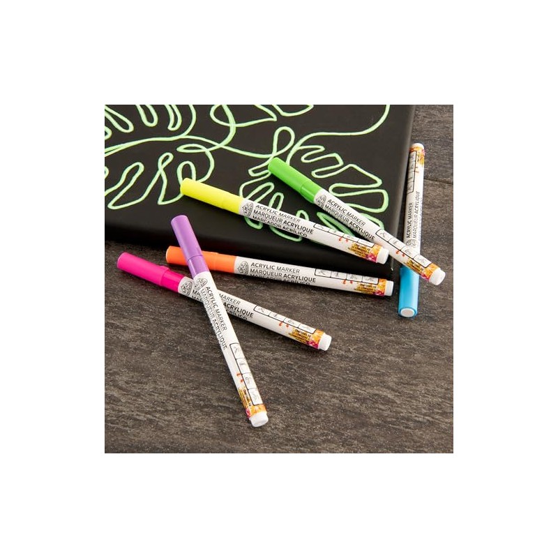 Royal & Langnickel 6pc ARTIST ACRYLIC PAINT MARKERS 1.2MM NEON