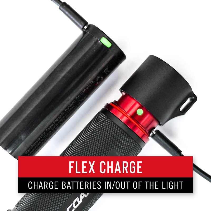 Coast HP7R 300 Lumen Rechargeable LED Flashlight with Slide Focus,