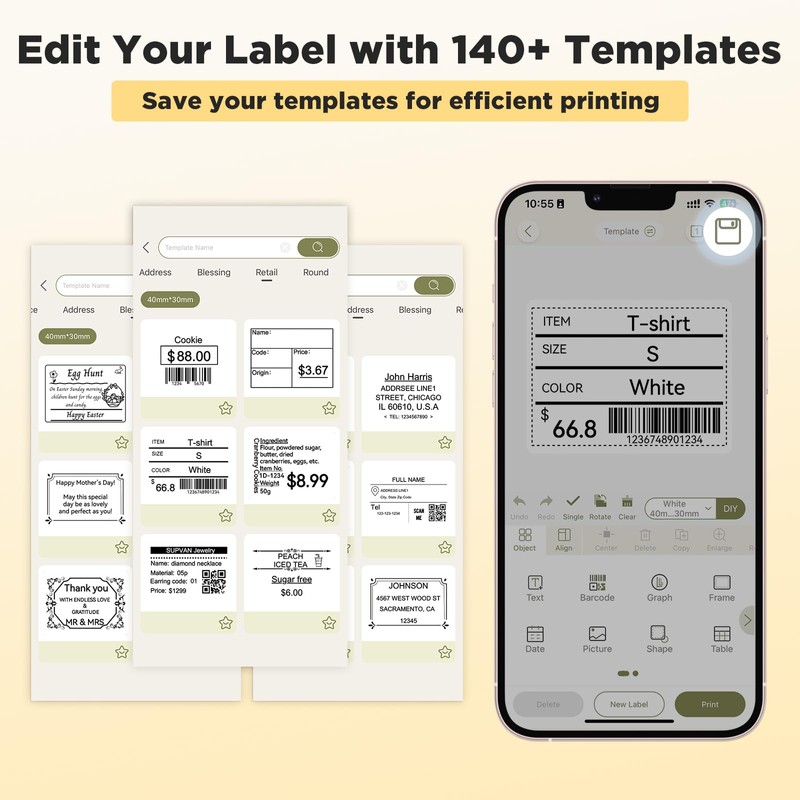 SUPVAN T50M Pro Bluetooth Label Maker Machine with 4 Tapes,