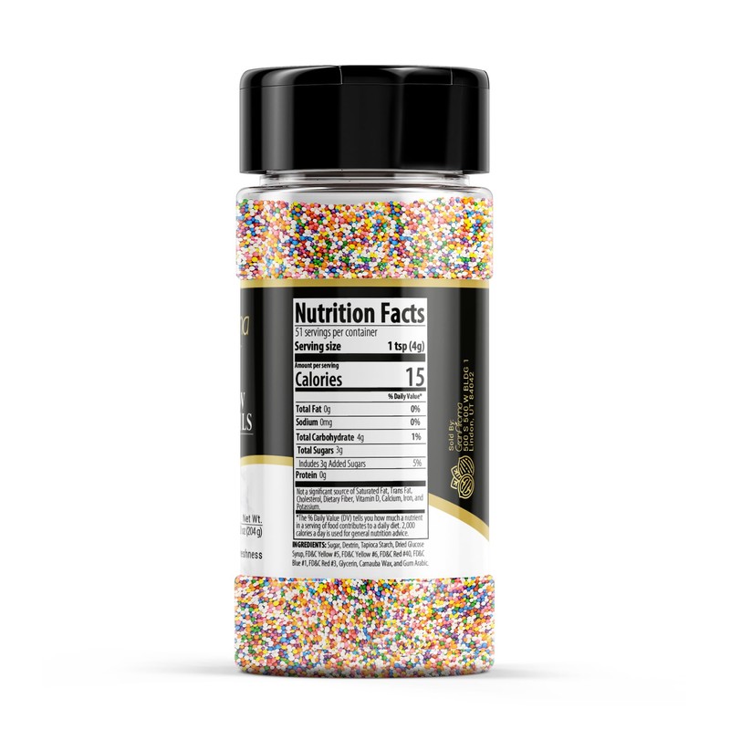 GranAroma Rainbow Nonpareils, 7.2 oz, Decorative Sprinkles, Cakes & Cookies,