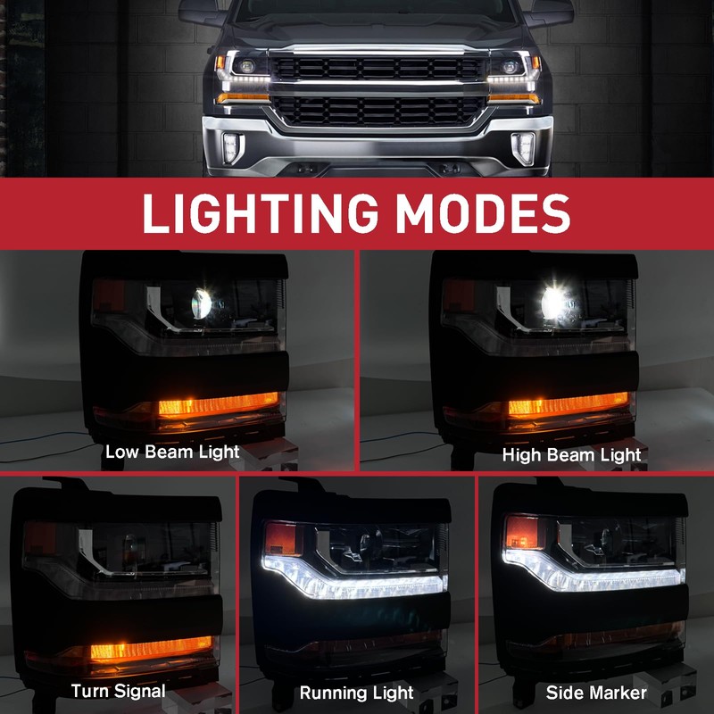Duolctrams Chrome HID/Xenon LED DRL Projector Headlight Assembly Compatible with