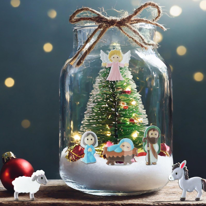 Cinnvoice 60 Pcs Christmas Nativity Sets for Crafts Mini Nativity