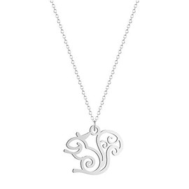 Stainless Steel Squirrel Pendant Necklace Cute Forest Animal Choker Women Jewelry (silver)