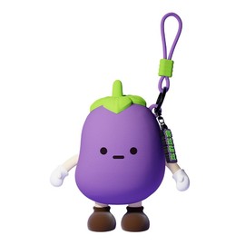 Cute Soft Silicone Purse Keychain for Backpack Shoulder Bag, Mini Vegetable Keychain Purse Charm Pendant Gift for Girls and Women (Eggplant)