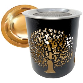 Trintura Incense Burner with Incense Strainer and Incense Bowl for Smoking Set (Tree of Life Black)