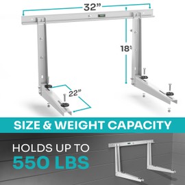 Heavy-Duty Outdoor Mini Split Wall Mount Bracket | Weatherproof Mini Split Mounting Bracket | Includes Drill Bit & Anti-Vibration Pads | Max 550lb Capacity (9000 - 36000 BTU)