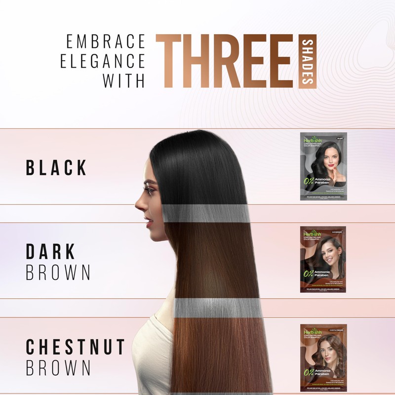 Herbishh Chestnut Brown Shampoo for Gray Hair, Hair Dye Shampoo