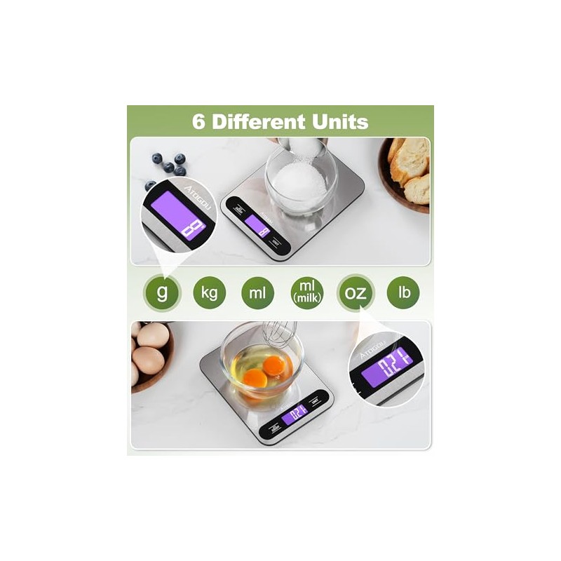 Atogou Food Scale, 33lb/ 15kg Digital Kitchen Scale with Full