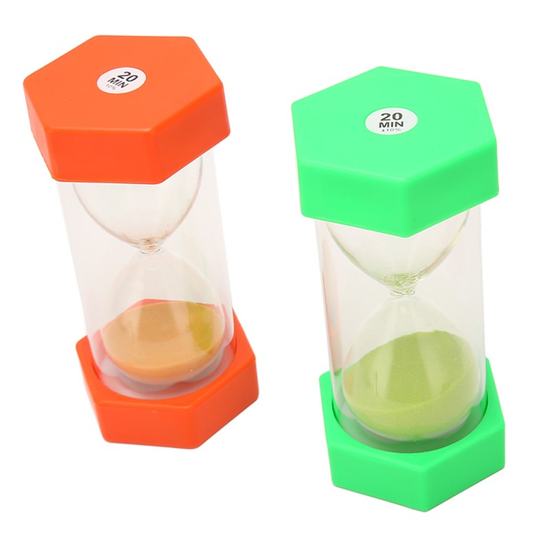 2Pcs Sand Timer 20 Minutes Hexagonal Shape Durable Plastic Widely