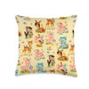 Vintage Baby Animals Retro Nursery Animals Dollette Yellow Throw Pillow