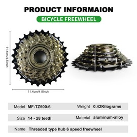 RainFlowwer Bike Freewheel Screw on MF-TZ500 6 7 Speed 14-28 34 Tooth Bicycle for Mountain City Road Bike (TZ500-6 14-28T)