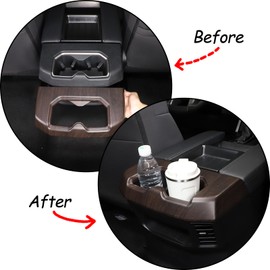TOYCIDFG Car Rear Cup Holder Decor Cover Compatible with Toyota Tundra Sequoia 2022 2023 2024 2025, Center Console Interior Decoration Trim Accessories (Oak Wood)