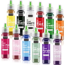 Colaele Oil Based Food Coloring Set - Tasteless 12 Colors Edible Oils Food Dye for Chocolates Melts Decorating, Velantine's Oil Food Color Baking Frosting Cake Decorations, 8ml/Bottle