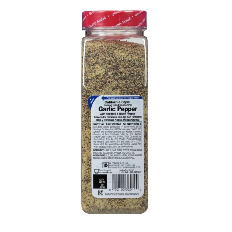 McCormick Garlic Pepper Red Bell & Black Pepper Coarse Grind