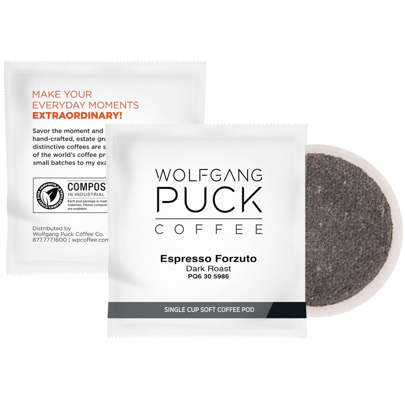 Wolfgang Puck Coffee, Forzuto, 12 Gram Soft Pods, 16 Count