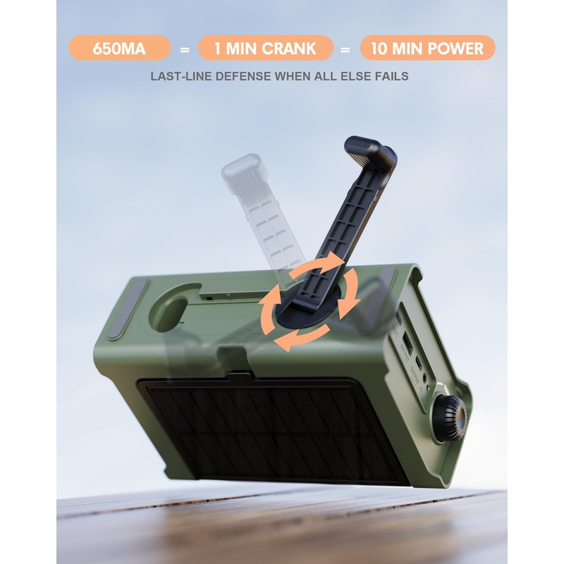 Emergency Weather Radio with Solar & Crank Power – AM/FM/NOAA,
