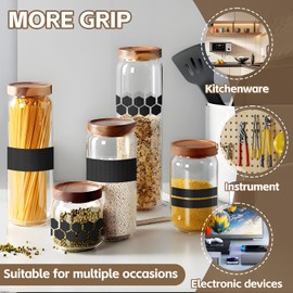 Rubber Grip Tape Kit, Durable Non-Slip Tape with 92 Customizable Pre-Cut Strips, Ideal for Increasing Friction and Comfortable on Phones, Cups, Tool Handles, and Game Controllers.(2Pack, Black)