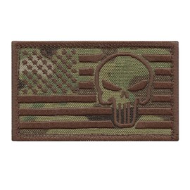 USA Flag Punisher Multicam OCP Stars And Stripes 2 x 3.25 Army Morale Tactical Hook Patch